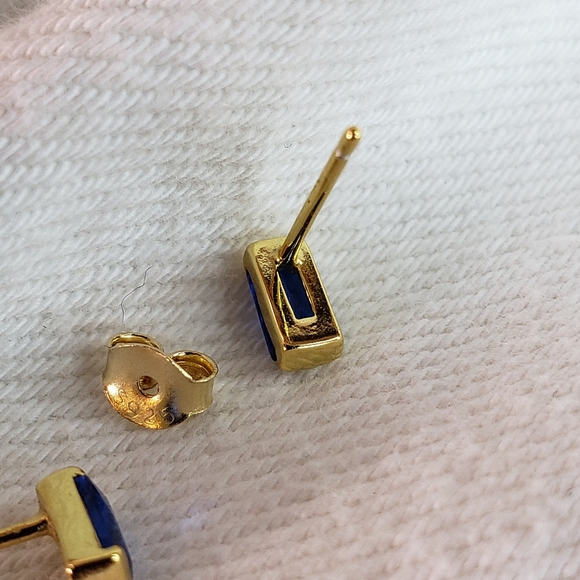 Gold Blue Crystal Stud Earrings Set - Picture 5 of 9